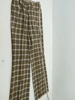 New Vintage Brown Plaid Ranch Polyester Pants SS-92
