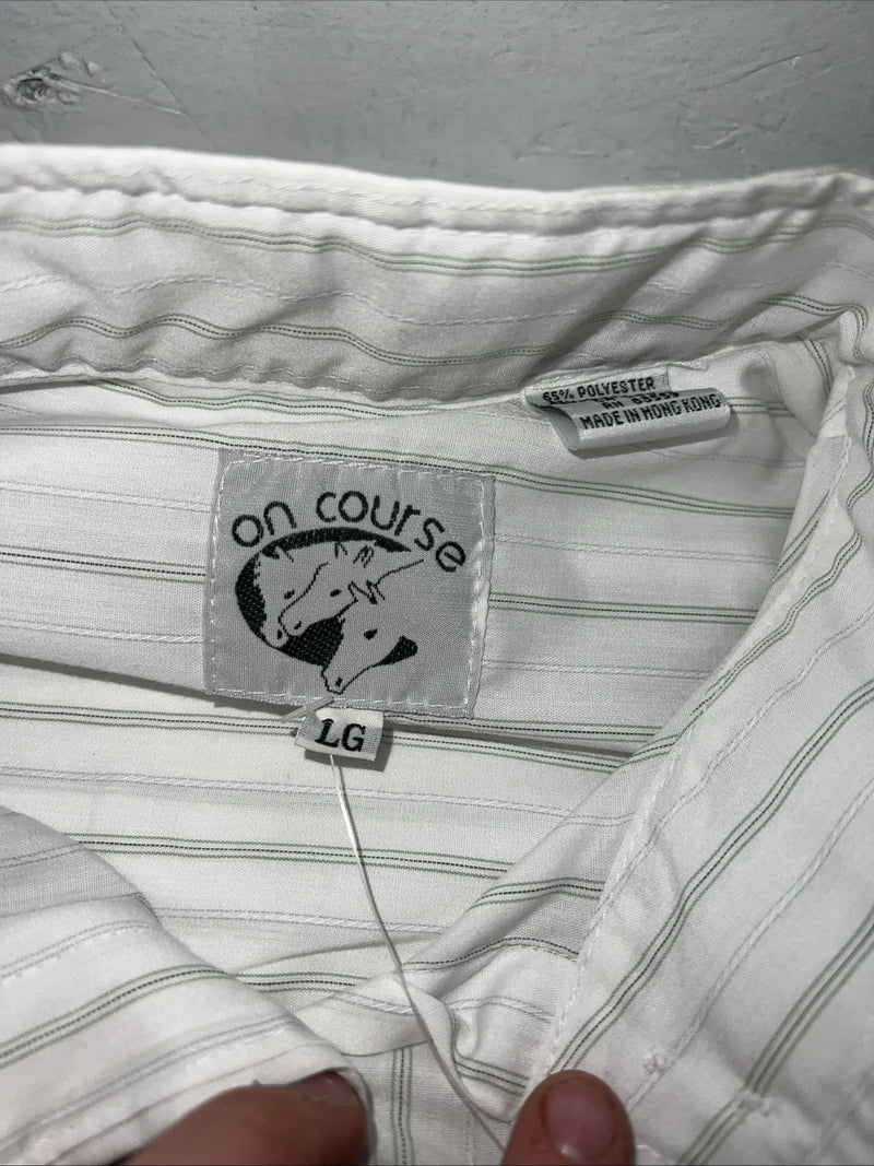 New Women’s Green Stripped On Course English Fitted Riding Shirt. Large G-20 