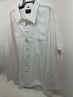 New Men’s White Horse White Long Sleeve Simple Pearl Snap 4XL J-48