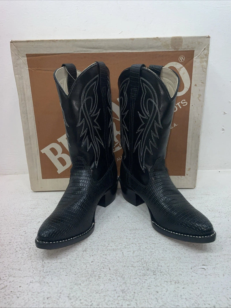 New Youth Black Bronco Cowboy Boots. B 1990 3.5 3 1/2 D. 24-139