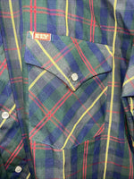 New Men’s Green Plaid Pearl Snap ELY plains Long Sleeve Shirt. 15.5x33 M I-49