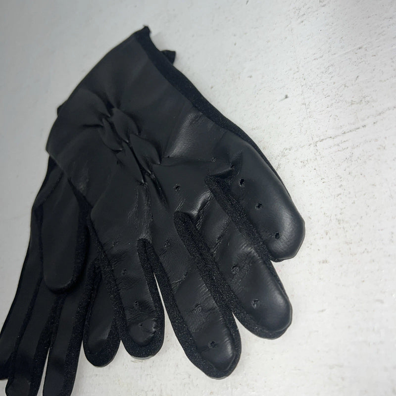 New Black Leather Riding Show Gloves #24595K Q-500