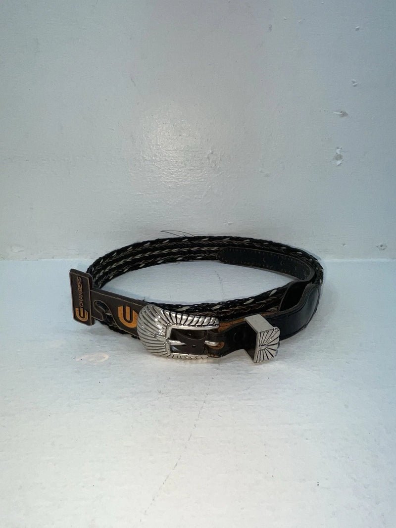 New Black Genuine Leather Chambers Braided 30” Belt #W7517 Z-44