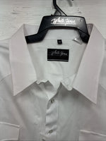 New Men’s White Horse White Long Sleeve Simple Pearl Snap 4XL J-48