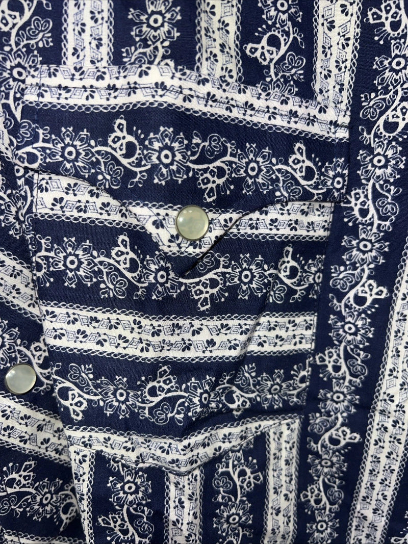 New Men’s Blue HbarC Ranchwear Long Sleeve Pearl Snap Shirt. M S-38
