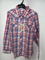 New Women’s Cumberland Purple Plaid Long Sleeve Pearl Snap Large II-101