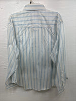 New Men’s White Horse White Blue Stripe Long Sleeve Button Up 2XL H-73