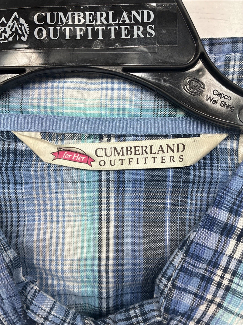 New Women’s Cumberland Blue Plaid Long Sleeve Pearl Snap 3XL GG-48