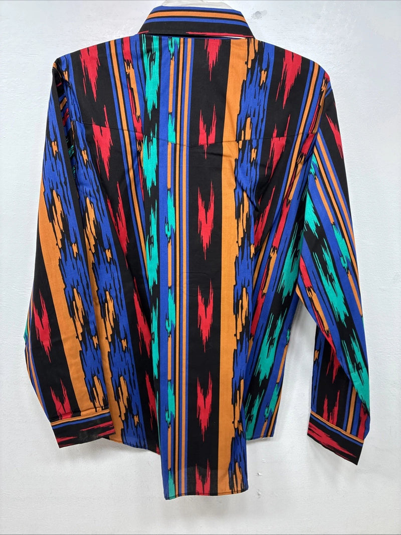 New Women’s Country Charmer Multicolor Design Long Sleeev Pearl Snap Large MM-73