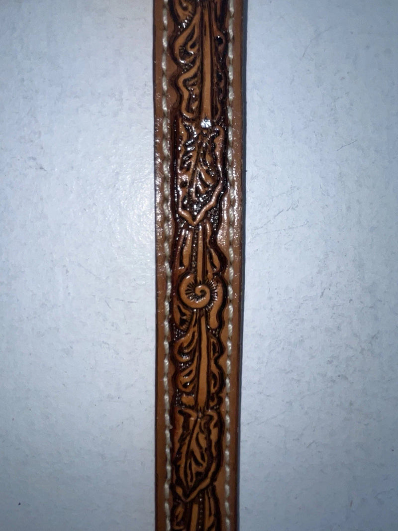 New Brown Genuine Leather Tooled 28” Belt #102 Z-97