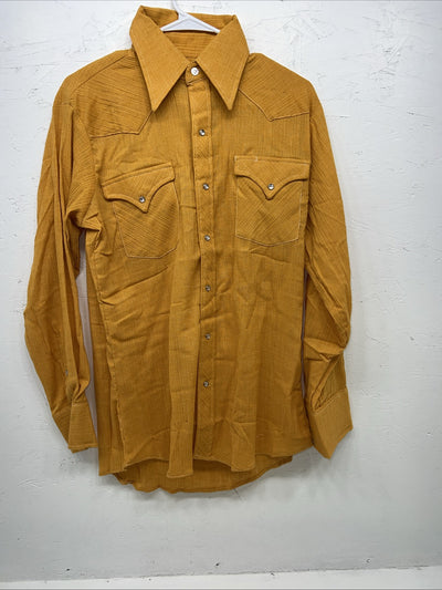 New Men’s Stockman Orange Pearl Snap Long Sleeve 15 X 32 Medium A-183