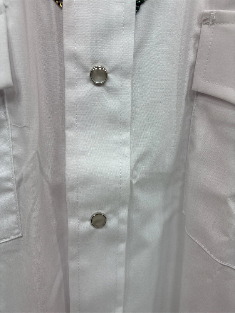 New Men’s Champion Western White Embroidered Long Sleeve Pearl Snap 17 XL T-5