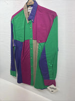 New Men’s San Angelo Multicolor Design Long Sleeve Button Up Large V-76