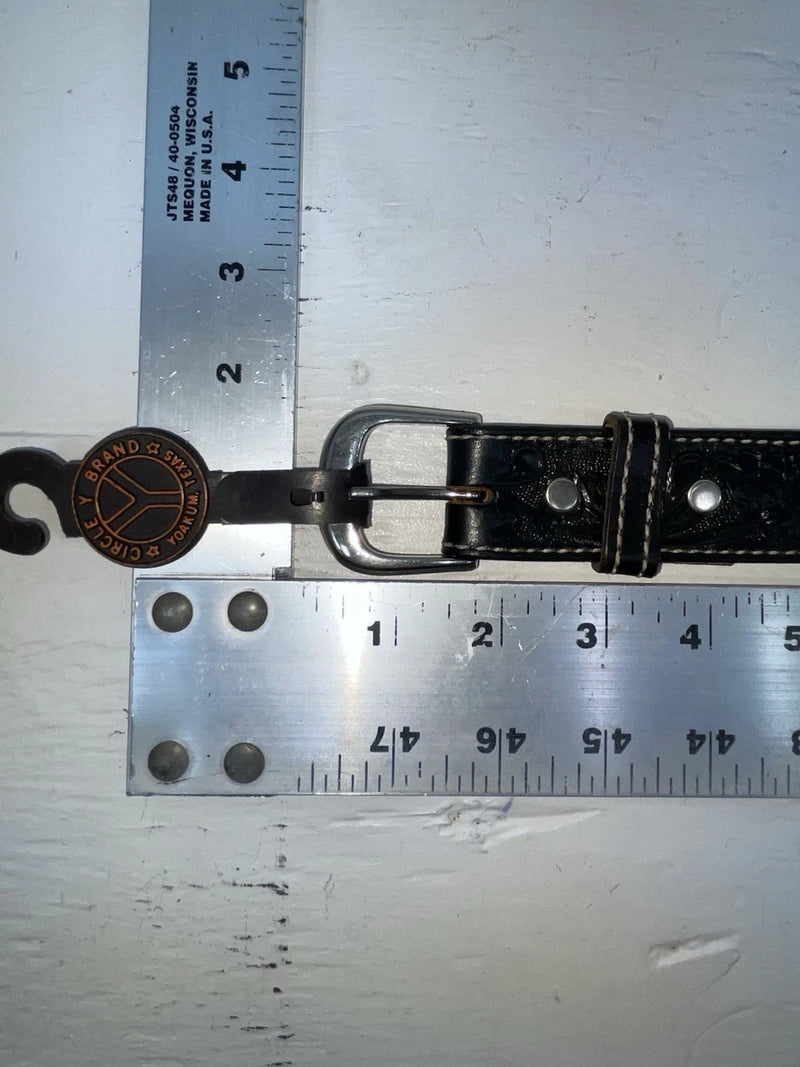 New Black Genuine Leather Circle Y Tooled 18” Belt #8022 NN-64