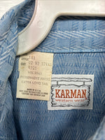 New Men’s Karman Blue Designed Short Sleeve Pearl Snap 14.5 Small V-9