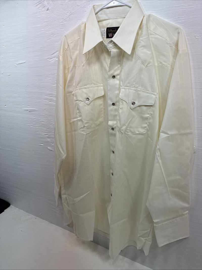 New Men’s Panhandle Slim Yellow Long Sleeve Strip Pearl Snap XL J-47