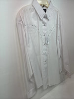 New Women’s White Horse White Gem Long Sleeve Pearl Snap 2XL GG-17