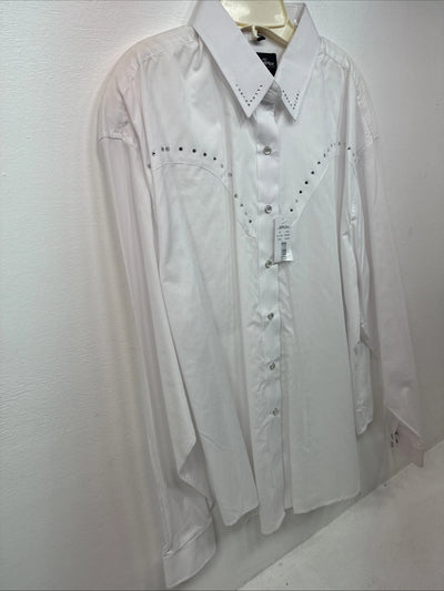 New Women’s White Horse White Gem Long Sleeve Pearl Snap 2XL GG-17