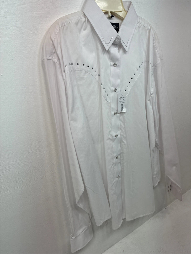 New Women’s White Horse White Gem Long Sleeve Pearl Snap 2XL GG-17