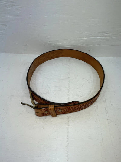 New Brown Genuine Leather Perkies Tooled 30” Belt #8601 JJ-138
