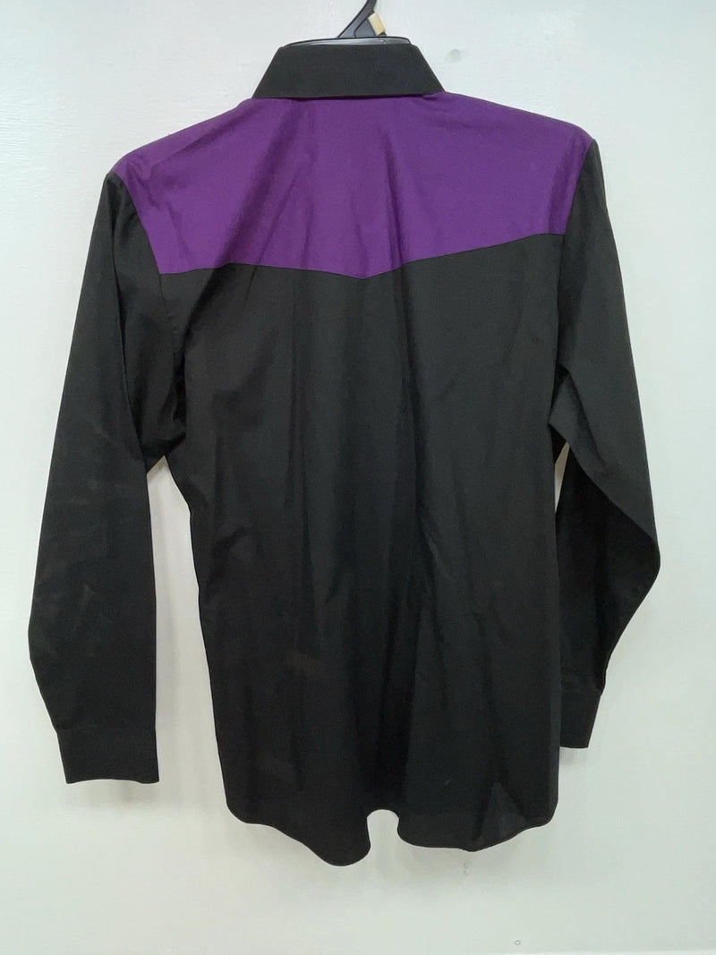 New Women’s Black Purple Ely Long Sleeve Button Up Shirt M #14119 3B-48