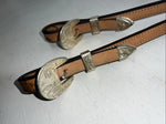 New Royal King Leather Metal Plate Browband Headstall W Split Reins #18-34 U-26
