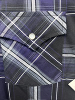 New Kids ELY Cattleman Purple Plaid Long Sleeve Pearl Snap Large DD-33