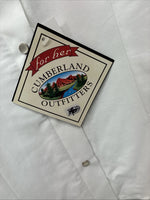 New Women’s Cumberland White Flag Design Short Sleeve Pearl Snap Medium LL-84