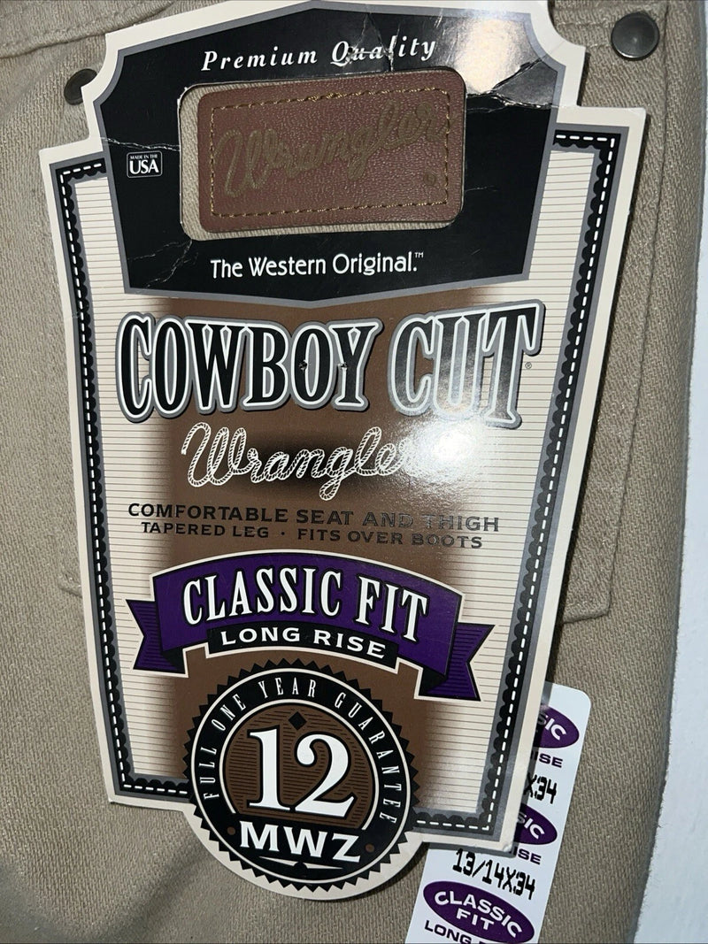 New Men’s Tan Cowboy Cut Classic Fit Wrangler Jeans. 13/14x34 G-5
