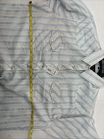 New Women’s White Horse Blue Stripe Long Sleeve Pearl Snap XL II-4