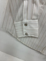 New Women’s H Bar C White Gold Stripe Long Sleeve Pearl Snap Size 40 KK-72