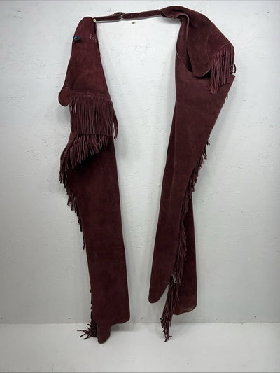 New Burgundy Congress Leather Show Chaps Adjustable Waist 31” N-23