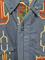 New Men’s GunSmoke Blue Western Design Long Sleeve Button Up XL O-40
