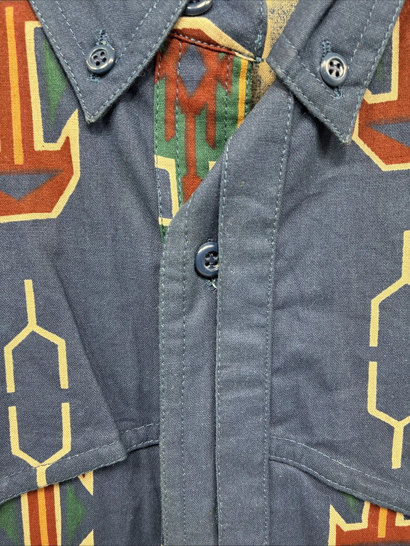 New Men’s GunSmoke Blue Western Design Long Sleeve Button Up XL O-40
