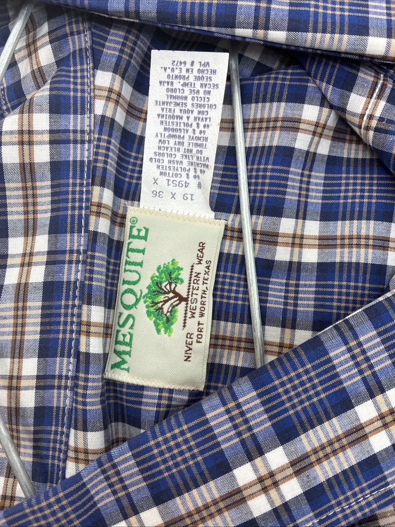 New Men’s Mesquite Blue Flannel Long Sleeve Peal Snap 3XL E-57