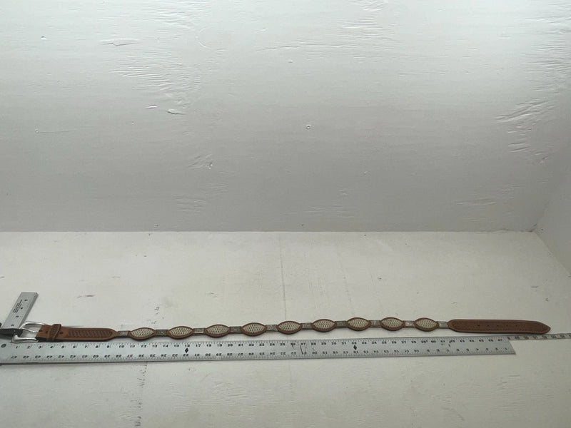 New Brown Genuine Leather Nocona Weaved And Pendent 46” Belt #2216448 NN-142