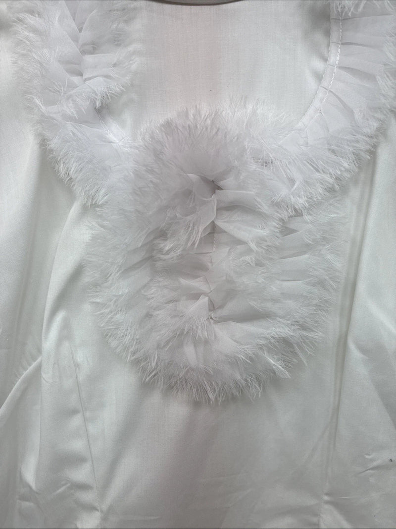 New Women’s Fenton White Design Long Sleeve Zip Up Shirt Size 16 TT-134