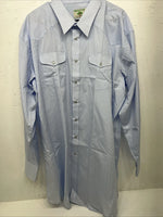New Men’s Blue Stripped Mesquite Pearl Snap Long Sleeve Shirt. 19x37 3XL G-79