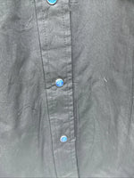 New Women’s Cumberland Black Blue Design Long Sleeve Pearl Snap 1XL LL-107