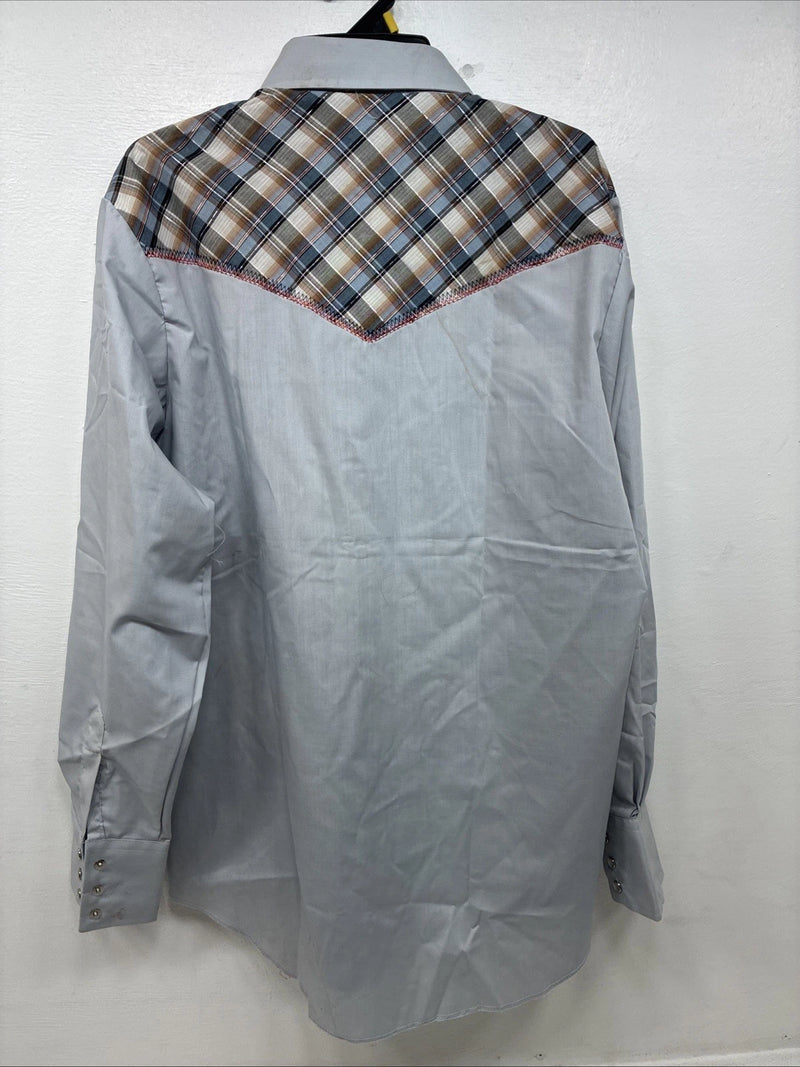 New Women’s Champion Western Gray Long Sleeve Pearl Snap 15.5 TT-1