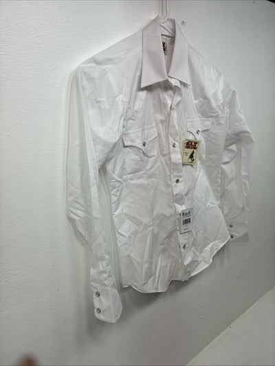 New Boys ELY Cattleman White Long Sleeve Pearl Snap Size 12 DD-110
