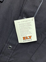 New Men’s ELY Cattleman Simple Black Short Sleeve Pearl Snap 18 2XL K-68