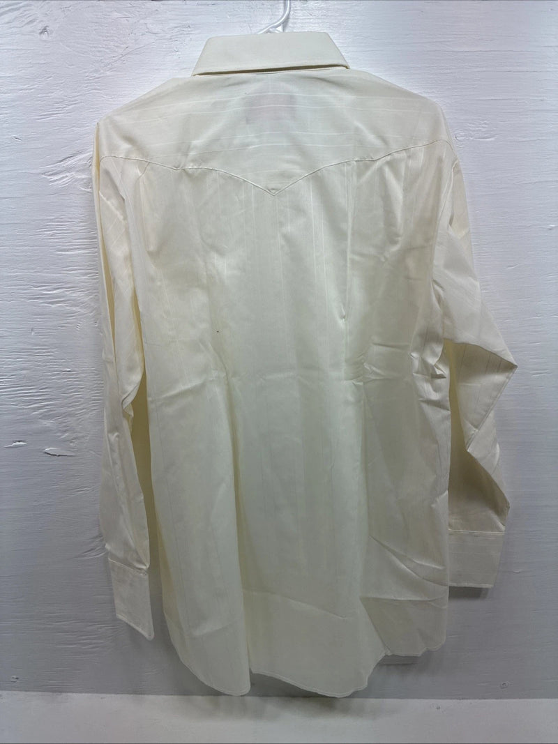 New Men’s Panhandle Slim Yellow Long Sleeve Strip Pearl Snap XL J-47