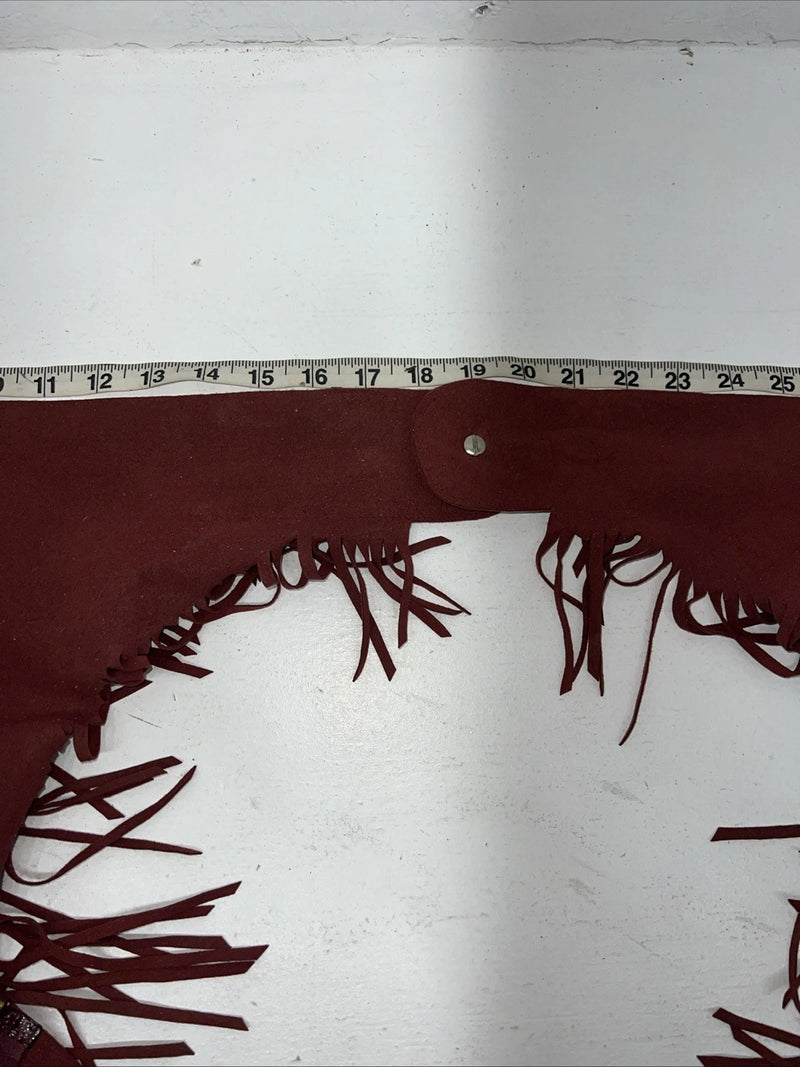 NOS Burgundy Show Chaps With Fringe Adjustable Waist 35” N-19