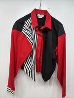 New Women’s Cowboy Threads Black Red Long Sleeve Button Up Large TT-77