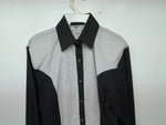 New Women’s Black White Cowboy Threads Longsl Sleeve Button Up Shirt M 3B-50