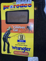 New Boys Black Wrangler Pro Rodeo Cowboy Cut Denim Jeans. 8/24 Regular C-23
