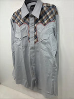 New Women’s Champion Western Gray Long Sleeve Pearl Snap 15.5 TT-1
