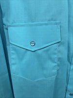 New Women’s White Horse Blue Long Sleeve Pearl Snap 2XL GG-37