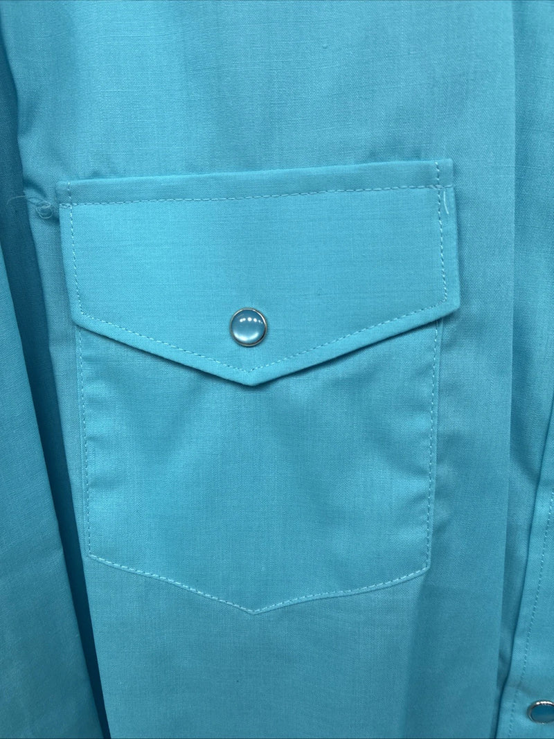 New Women’s White Horse Blue Long Sleeve Pearl Snap 2XL GG-37
